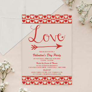 Rot-Weiße Liebesherzen Valentinstag Party Acryleinladungen