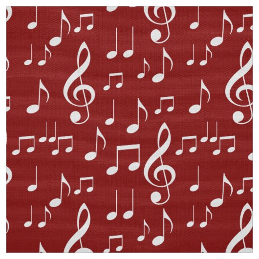 Rot-weiße Musiknoten Stoff (Muster)