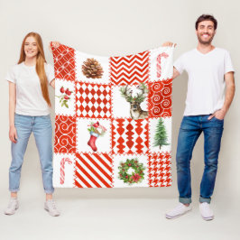 Rot-weiße Patchwork-Weihnachtsschuhe Fleecedecke