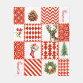 Rot-weiße Patchwork-Weihnachtsschuhe Fleecedecke (Vorderseite)