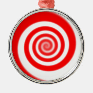 Rot-weiße Pfefferminzbonbon-Swirle Silbernes Ornament