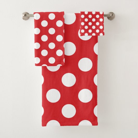 Rot-weiße Polka-Punkte-Punkt Badhandtuch Set (Insitu)