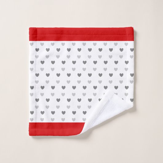 Rot-weiße Set mit Badehandtuch in Grau (Waschlappen)