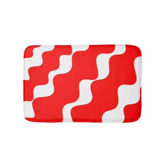 Rot-weiße Slangerwellen Badematte (Vorderseite)