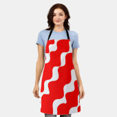 Rot-weiße Slangerwellen Schürze (Getragen)