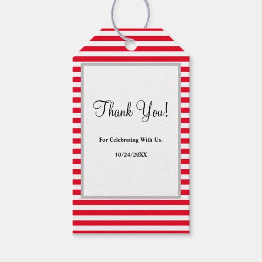 Rot/Weiße Streifen - Geschenketiketten Geschenkanhänger (Vorderseite)