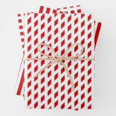 Rot-weiße Streifen Karo Rautengeometrie Geschenkpapier Set (Beispiel)