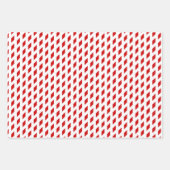 Rot-weiße Streifen Karo Rautengeometrie Geschenkpapier Set (Vorderseite)