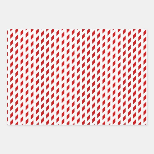 Rot-weiße Streifen Karo Rautengeometrie Geschenkpapier Set (Vorderseite)