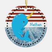 Rot-weiße Streifen ・ Narwhal ・ Custom Keramikornament (Vorne)