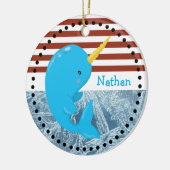 Rot-weiße Streifen ・ Narwhal ・ Custom Keramikornament (Links)