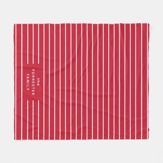 Rot-weiße Streifen niedlicher einfacher Familienna Fleecedecke (Vorderseite (Horizontal))