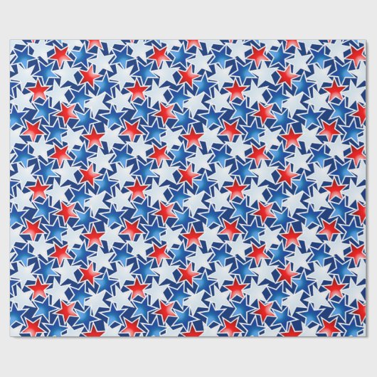 Rot-weiße und blaue Sterne Geschenkpapier (Flach)