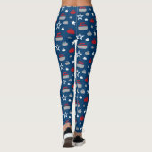Rot-, weiße und Blauekräuselnfelsen-Leggings Leggings (Rückseite)