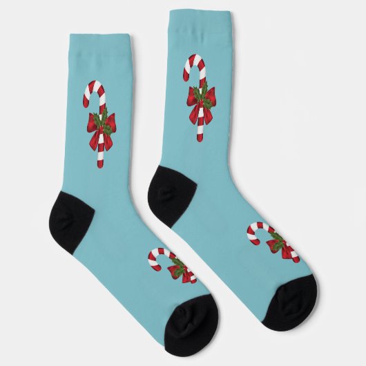 Rot-weiße und hellblaue Süßigkeiten Socken (Rechts)