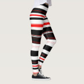 Rot-weiße und schwarze horizontale Streifen Leggings (Rechts)