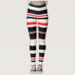 Rot-weiße und schwarze horizontale Streifen Leggings<br><div class="desc">Rot-weiße und schwarze horizontale Streifen</div>