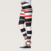 Rot-weiße und schwarze horizontale Streifen Leggings (Links)