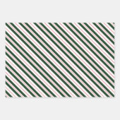 Rot-weiße und weiße Candy Cane Diagonale Streifen Geschenkpapier Set (Vorderseite 3)