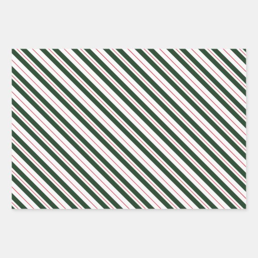 Rot-weiße und weiße Candy Cane Diagonale Streifen Geschenkpapier Set (Vorderseite 3)