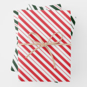 Rot-weiße und weiße Candy Cane Diagonale Streifen Geschenkpapier Set (Beispiel)