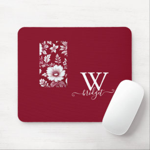 rot-weiße Vintage-Modern Floral Mousepad