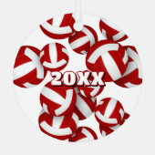 Rot-weiße Volleyball mit Athleten Name Sake Ornament Aus Metall (Rückseite)