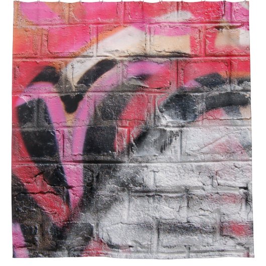 Rot-weiße Wand Duschvorhang (Vorderseite)