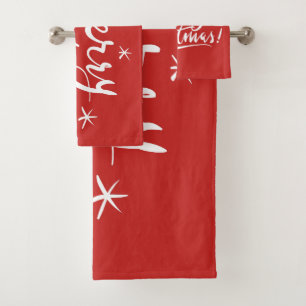 Rot-weiße Weihnachts-Badehandtuchgarnitur Badhandtuch Set