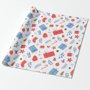 Rot Weiße Weihnachts-Handschuhe Zuckerstangen-Kuge Geschenkpapier