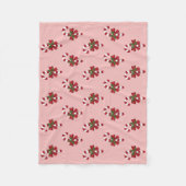 Rot-weiße Weihnachtscreme-Muster auf rosa Fleecedecke (Vorderseite)