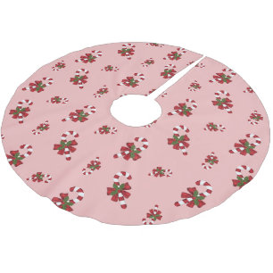 Rot-weiße Weihnachtscreme-Muster auf rosa Polyester Weihnachtsbaumdecke