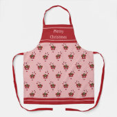 Rot-weiße Weihnachtscreme-Muster auf rosa Schürze (Vorderseite)