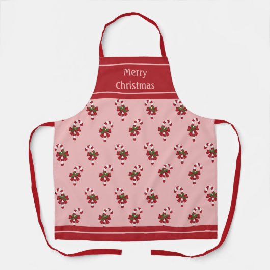Rot-weiße Weihnachtscreme-Muster auf rosa Schürze (Vorderseite)