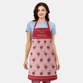 Rot-weiße Weihnachtscreme-Muster auf rosa Schürze (Getragen)