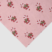 Rot-weiße Weihnachtscreme-Muster auf rosa Seidenpapier (Ausschnitt)