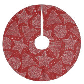 Rot-weiße Weihnachtsmuster Baumrock Polyester Weihnachtsbaumdecke (Vorderseite)
