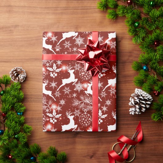 Rot-weiße Weihnachtsmuster mit Rentierwrap Geschenkpapier (Feiertagsgeschenk)
