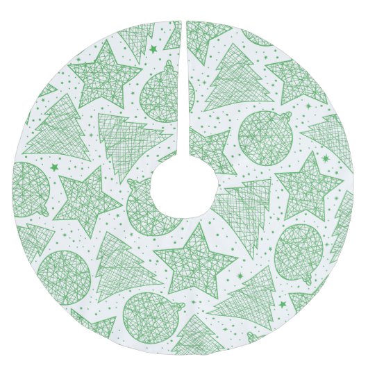 Rot-weiße Weihnachtsmuster Polyester Weihnachtsbaumdecke (Vorderseite)