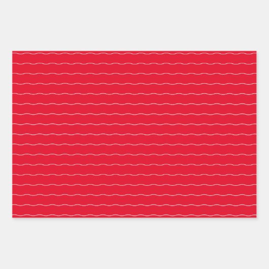 Rot weiße, weiße Linien und Punkte Weihnachtsfeier Geschenkpapier Set (Vorderseite 3)