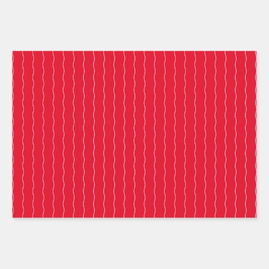 Rot weiße, weiße Linien und Punkte Weihnachtsfeier Geschenkpapier Set (Vorderseite)