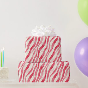 Rot Weiße Whimsical Streifen Geburtstag Geschenkpapier