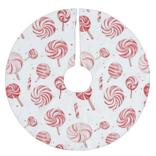 Rot Weiße Zuckerstangen-Leckereien Weihnachten Polyester Weihnachtsbaumdecke