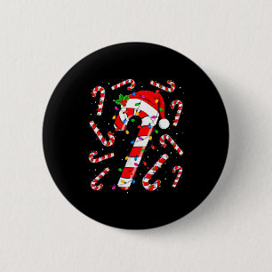 Rot-Weiße Zuckerstangen-Santa-Weihnachten-Lustiges Button
