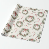 Rot-Weiße Zuckerstangen-Weihnachtskränze Geschenkpapier (Ungerollt)