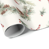Rot-Weiße Zuckerstangen-Weihnachtskränze Geschenkpapier (Rolleneckpunkt)