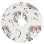 Rot-Weiße Zuckerstangen-Weihnachtskränze Polyester Weihnachtsbaumdecke (Vorderseite)