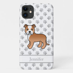 Rot-Weißer Englischer Staffie-Hund & Name Case-Mate iPhone Hülle