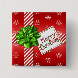 Rot, weißer frohe Weihnacht-Schneeflocke-Knopf Button