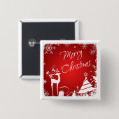 Rot, weißer frohe Weihnacht-Schneeflocke-Knopf Button (Vorne & Hinten)